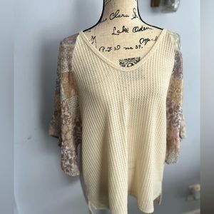 143 story by Line Up blouse waffle knit lightweight bohemian festive indie‎